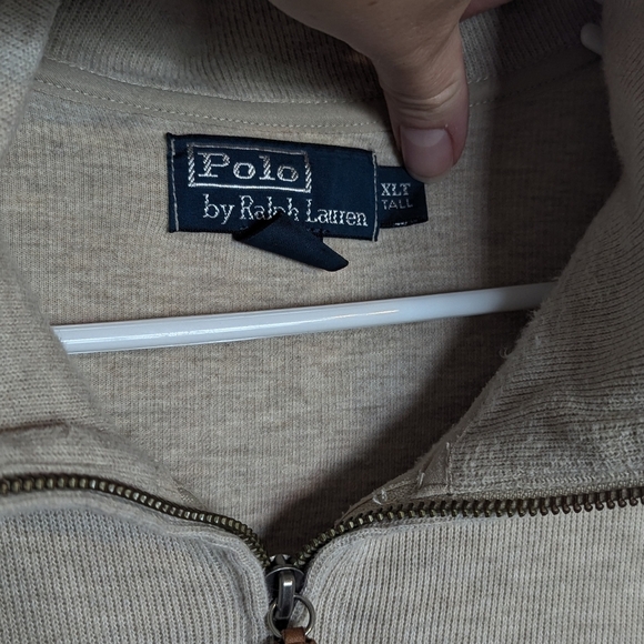 Polo Ralph Lauren Oatmeal Estate Rib Quarter Zip sz XL Tall - Picture 3 of 5